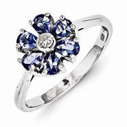 Sterling Silver Tanzanite & Diamond Ring