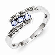 Sterling Silver Tanzanite & Diamond Ring