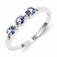 Sterling Silver Tanzanite & Diamond Ring