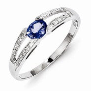 Sterling Silver Tanzanite & Diamond Ring