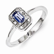 Sterling Silver Tanzanite & Diamond Ring