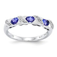 Sterling Silver Tanzanite & Diamond Ring