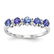 Sterling Silver Tanzanite & Diamond Ring