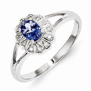 Sterling Silver Tanzanite & Diamond Ring