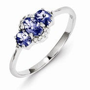 Sterling Silver Tanzanite & Diamond Ring