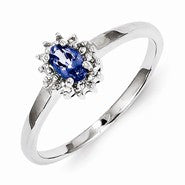 Sterling Silver Tanzanite & Diamond Ring