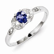 Sterling Silver Tanzanite & Diamond Ring