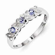 Sterling Silver Tanzanite & Diamond Ring