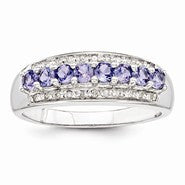 Sterling Silver Tanzanite & Diamond Ring