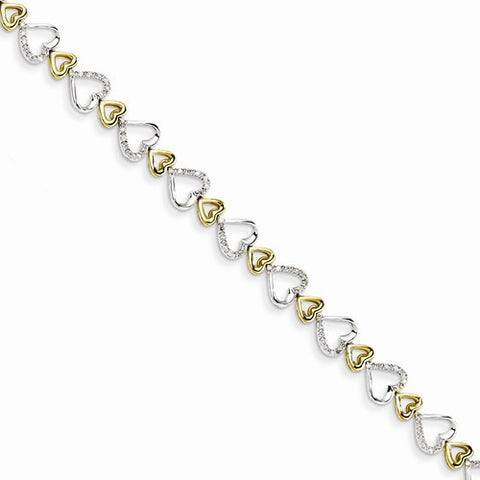 Sterling Silver Rhodium & 14K Gold Plated Diamond Bracelet