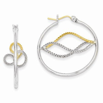 Sterling Silver w/14k Yellow Gold Polished Twisted Hoop Earrings