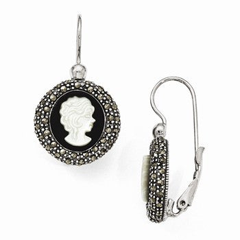 Sterling Silver Cameo Leverback Earrings