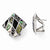 Sterling Silver Multi Color MOP CZ Omega Back Earrings