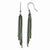 Sterling Silver Rhodium Green Plated Shepherd Hook Earrings