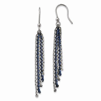 Sterling Silver Rhodium Blue Plated Shepherd Hook Earrings