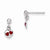 Sterling Silver RH Plated Childs Red Enameled Heart Dangle Earrings