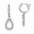 Sterling Silver Rhodium Plated CZ Hinged Hoop Dangle Teadrop Earrings