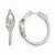 Sterling Silver Rhodium Plated CZ Oval Hinged In/Out Hoop Earrings