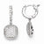 Sterling Silver Rhodium Plated CZ Hinged Hoop Dangle Square Earrings