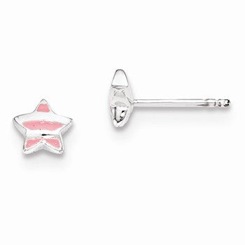 Sterling Silver Childrens Enameled Star Post Earrings