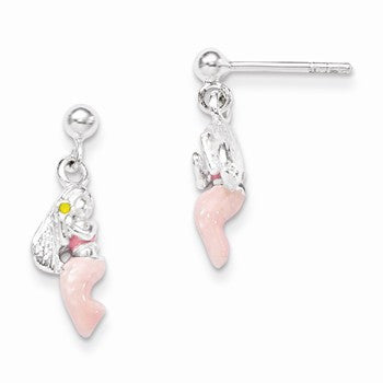 Sterling Silver Childrens Enameled Mermaid Post Dangle Earrings