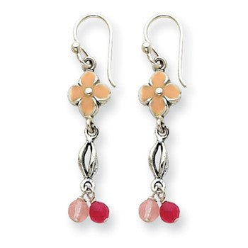 Sterling Silver Strawberry/Cherry Quartz Dangle Earrings