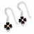 Sterling Silver Synthetic Red Flower Dangle Earrings