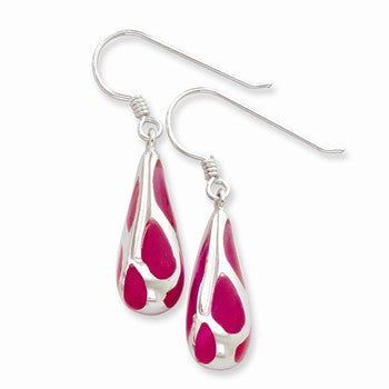 Sterling Silver Pink Resin Raindrop Earrings