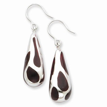 Sterling Silver Fancy Red Resin Earrings