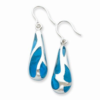 Sterling Silver Blue Resin Raindrop Earrings