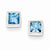 Sterling Silver Squared Light Blue CZ Earrings