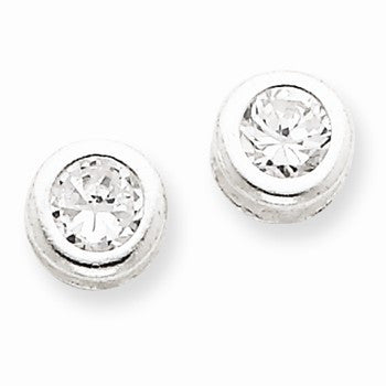 Sterling Silver Bezel CZ Post Earrings