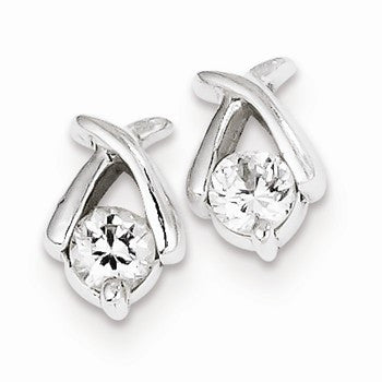 Sterling Silver CZ Post Earrings