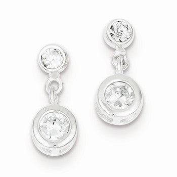 Sterling Silver Round CZ Earrings