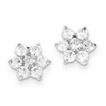 Sterling Silver Floral CZ Earrings