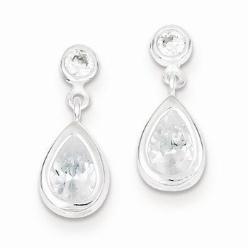 Sterling Silver Pear CZ Earrings