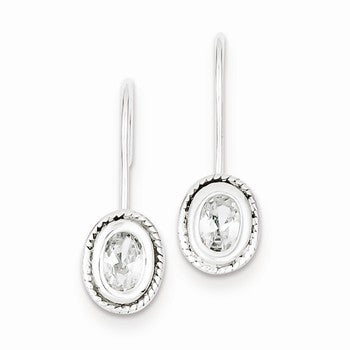 Sterling Silver Oval CZ Earrings