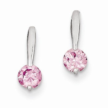 Sterling Silver Pink CZ Earrings