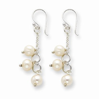 Sterling Silver Circles Freshwater Cultured Pearl Earrings