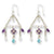 Sterling Silver Blue Purple CZ/Crystal/Enameled Flower Earrings