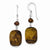 Sterling Silver Tigers Eye Golden Freshwater Cultured Pearl Earrings