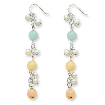 Sterling Silver Chalcedony/ /Cultured Pearl Earrings