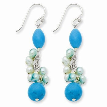 Sterling Silver Turquoise & Freshwater Cultured Pearl Earrings