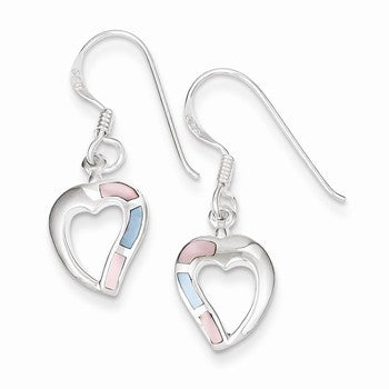 Sterling Silver Multi-colored Shell Heart Earrings