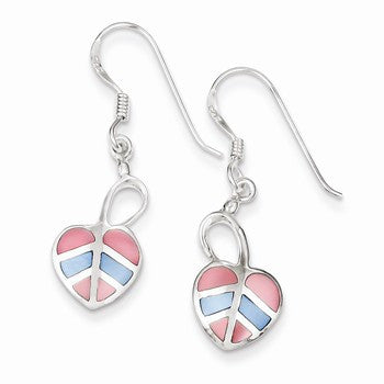 Sterling Silver Multi-colored Shell Heart Earrings