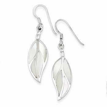 Sterling Silver Mother of Pearl Leaf Earrings