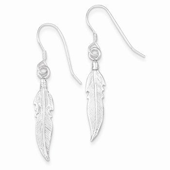 Sterling Silver Feather Earrings