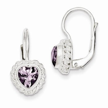 Sterling Silver Amethyst Heart Earrings