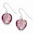 Sterling Silver Pink Murano Glass Bead Heart Earrings