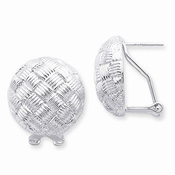 Sterling Silver Round Fancy Omega Back Earrings